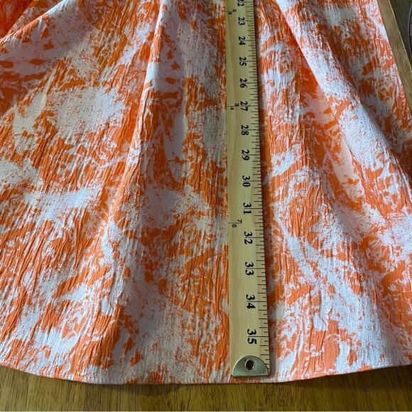 Betsey Johnson Jacquard Floral Orange Pleated Fit & Flare Dress Size 10 Womens - Picture 14 of 14